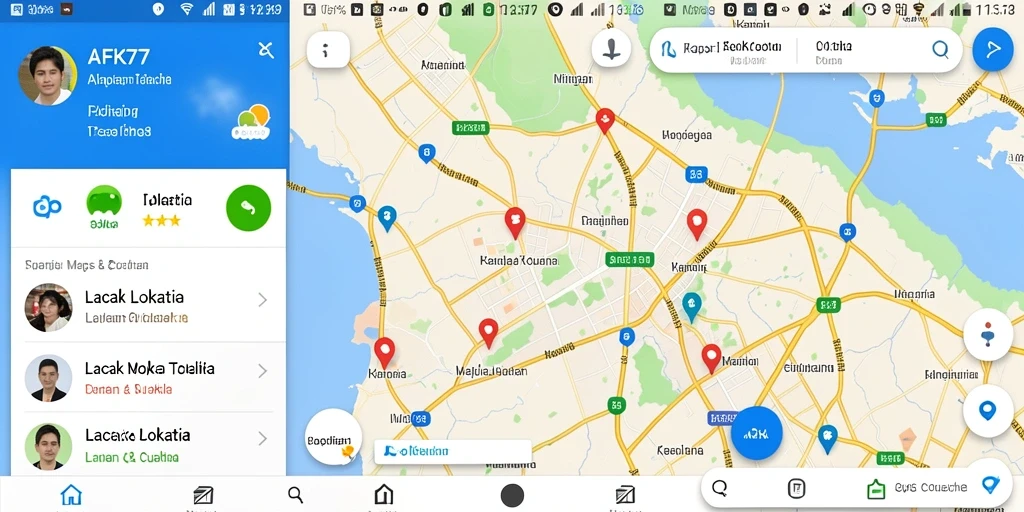Antarmuka aplikasi AFK77 yang sederhana untuk lacak lokasi.