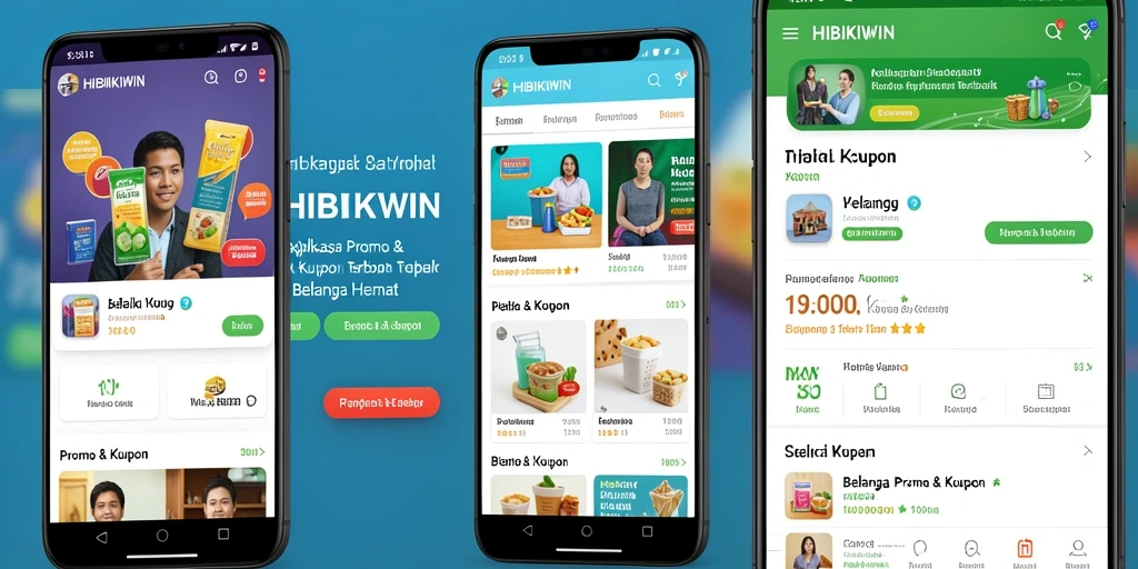 Tampilan antarmuka HIBIKIWIN yang menarik dan fungsional untuk promo dan kupon.