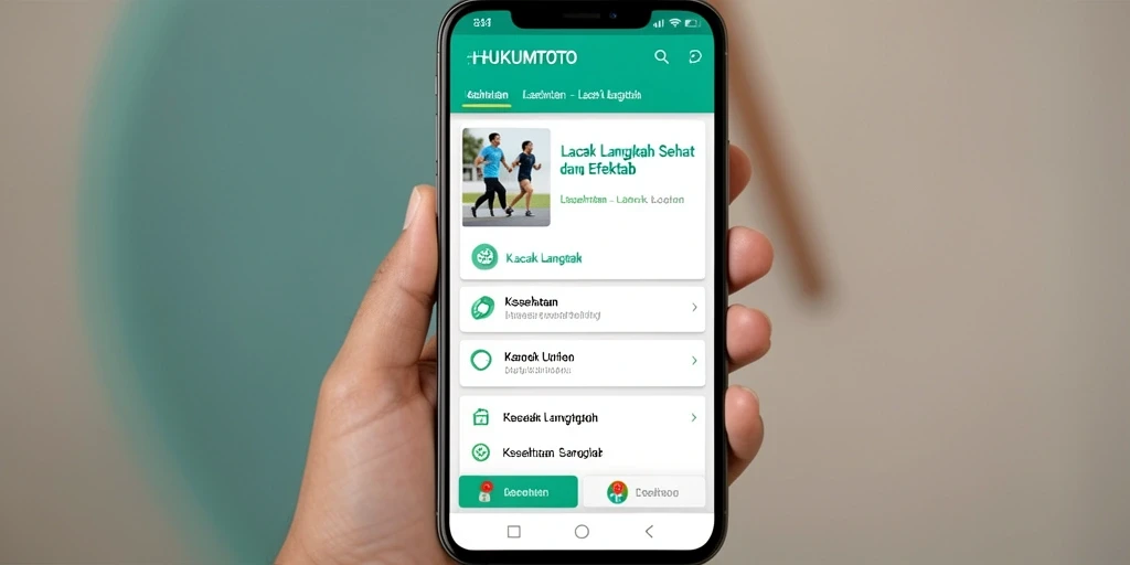 Tampilan antarmuka aplikasi HUKUMTOTO untuk pelacakan langkah.