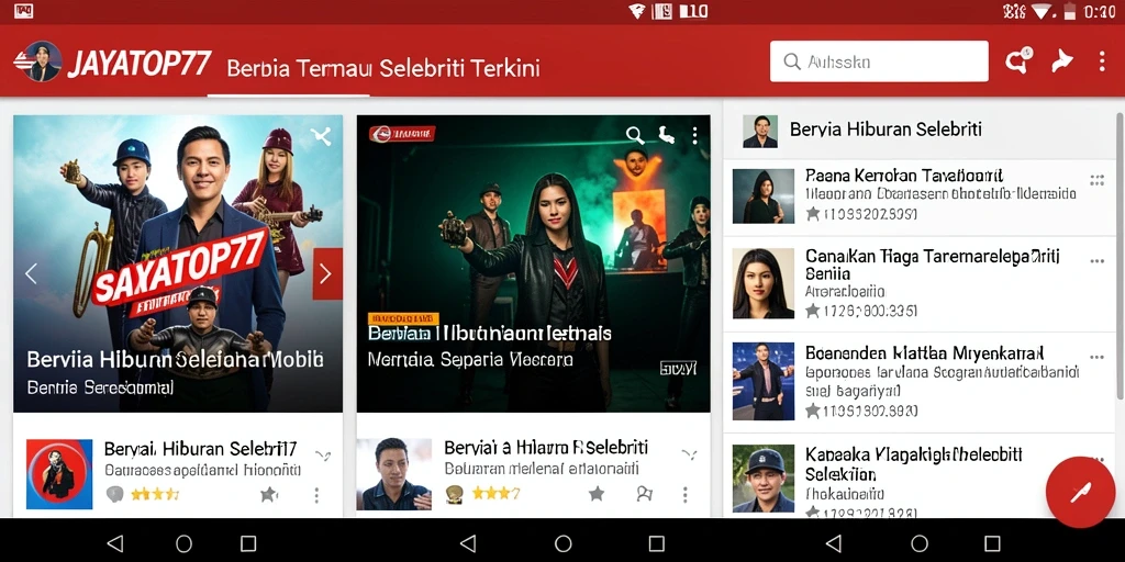 Tampilan antarmuka JAYATOP77 dengan berita hiburan selebriti.