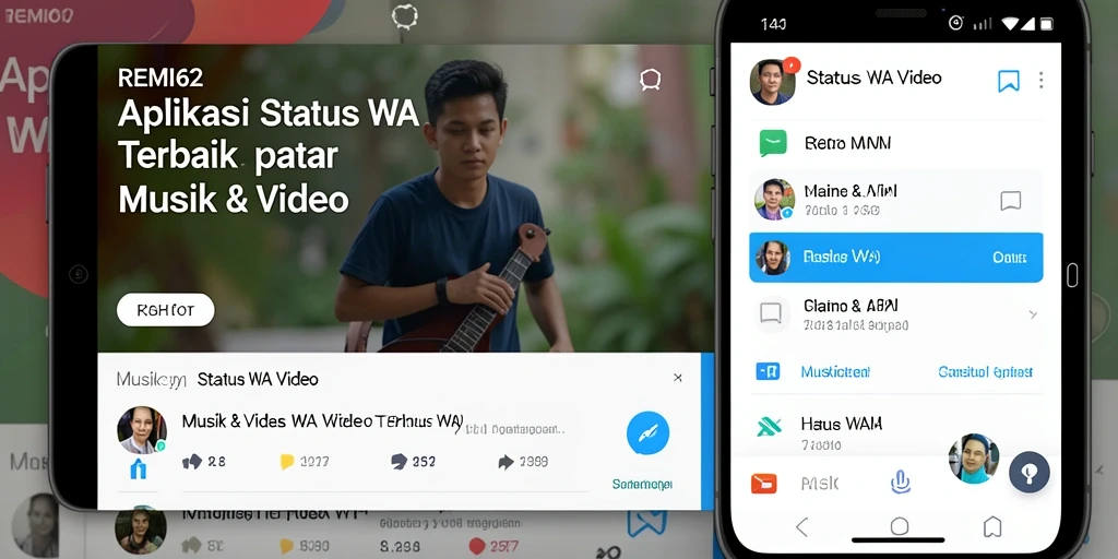 Antarmuka REMI62 dengan berbagai pilihan status video menarik.