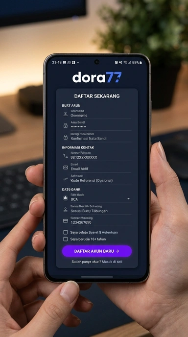Cara Mudah Buat Akun Baru dora77 untuk Android